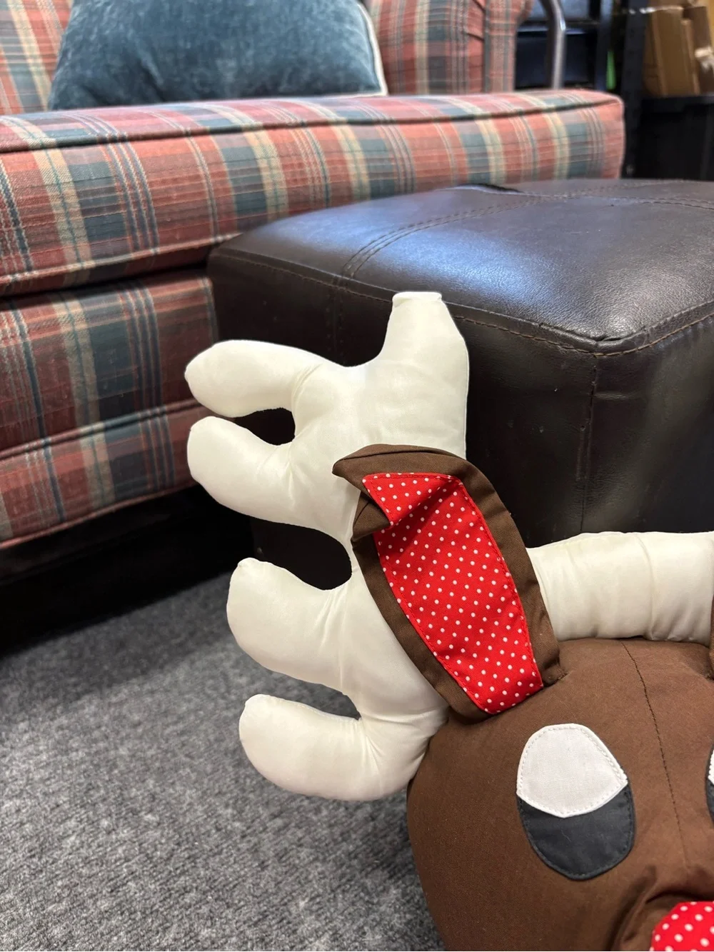 Korean Reindeer Holiday Door Accent with Red Polka Dot Details